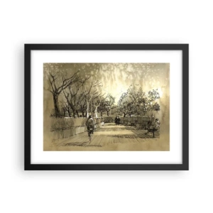 Affiche dans un cadre noir - Poster - Un moment arrêté avec une plume - 40x30 cm