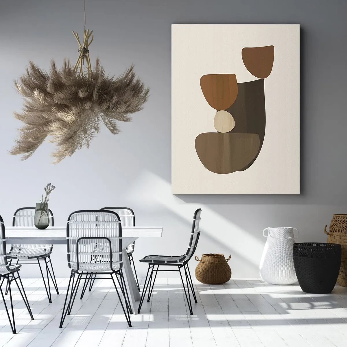 Impression sur toile - Image sur toile - Composition abstraite dans les tons marron et beige - 70x100cm - Composition de marrons - Décoration murale moderne pour le salon et la chambre ARTTOR