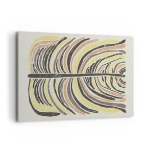 Impression sur toile - Image sur toile - Motif de feuille abstrait dans des tons terreux - 120x80cm - Abstraction pleine de vie - Décoration murale moderne pour le salon et la chambre ARTTOR