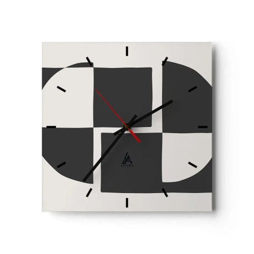 Horloge murale - Pendule murale - Formes géométriques abstraites en noir et blanc - 30x30cm - Antithèse - Synthèse - Décoration murale moderne pour le salon et la chambre ARTTOR