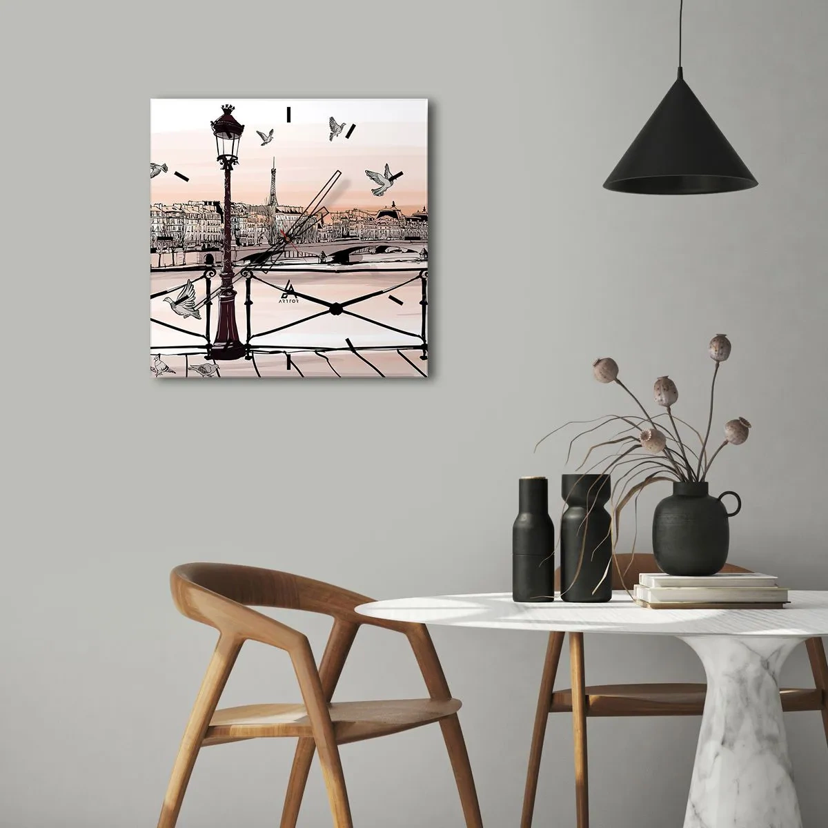 Horloge murale - Pendule murale - Sur les toits de Paris - 40x40 cm