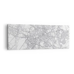 Impression sur toile - Image sur toile - Carte détaillée de la ville en noir et blanc - 140x50cm - Fleur de Berlin - Décoration murale moderne pour le salon et la chambre ARTTOR