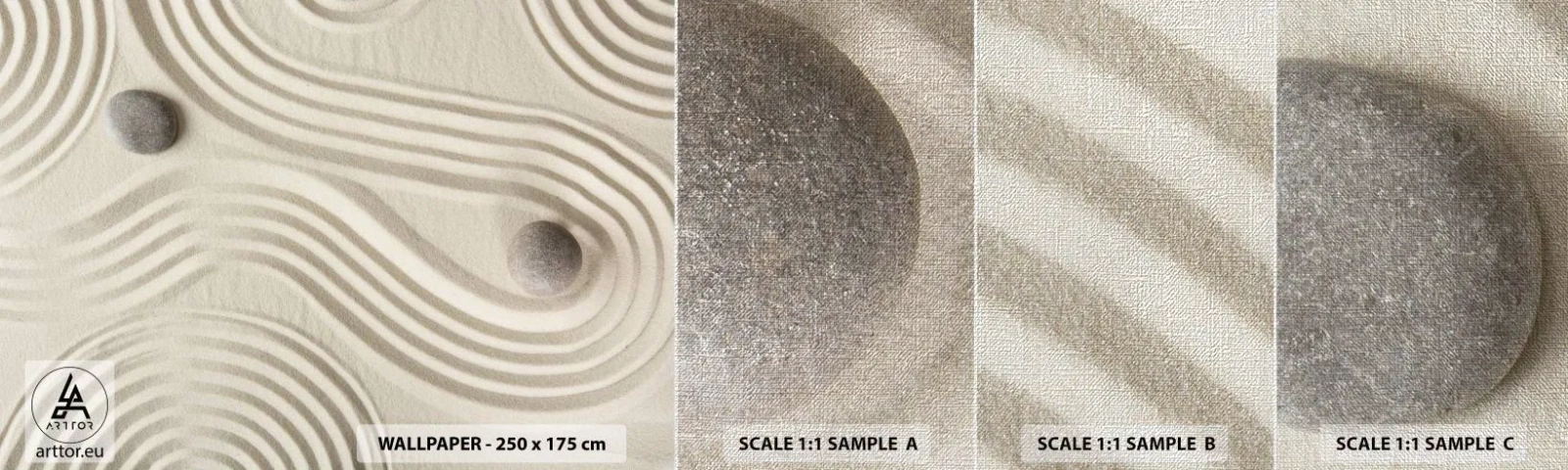 Échantillon de Papier Peint Premium Canvas - Touche de chaleur - Abstraction, Morceau, Sable - 100x30 cm