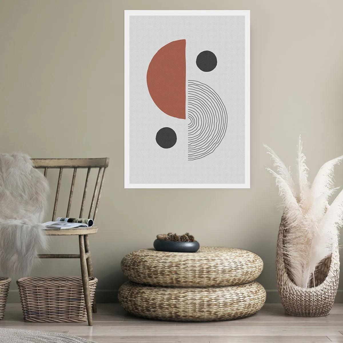 Affiche - Poster - Composition géométrique abstraite aux couleurs chaudes - 50x70cm - Perfection de la roue - Décoration murale moderne pour le salon et la chambre ARTTOR