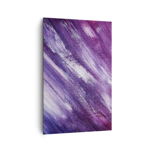 Impression sur toile - Image sur toile - Coups de pinceau abstraits dans des tons de violet et de rose - 80x120cm - Quand le vent ensoleillé souffle - Décoration murale moderne pour le salon et la chambre ARTTOR