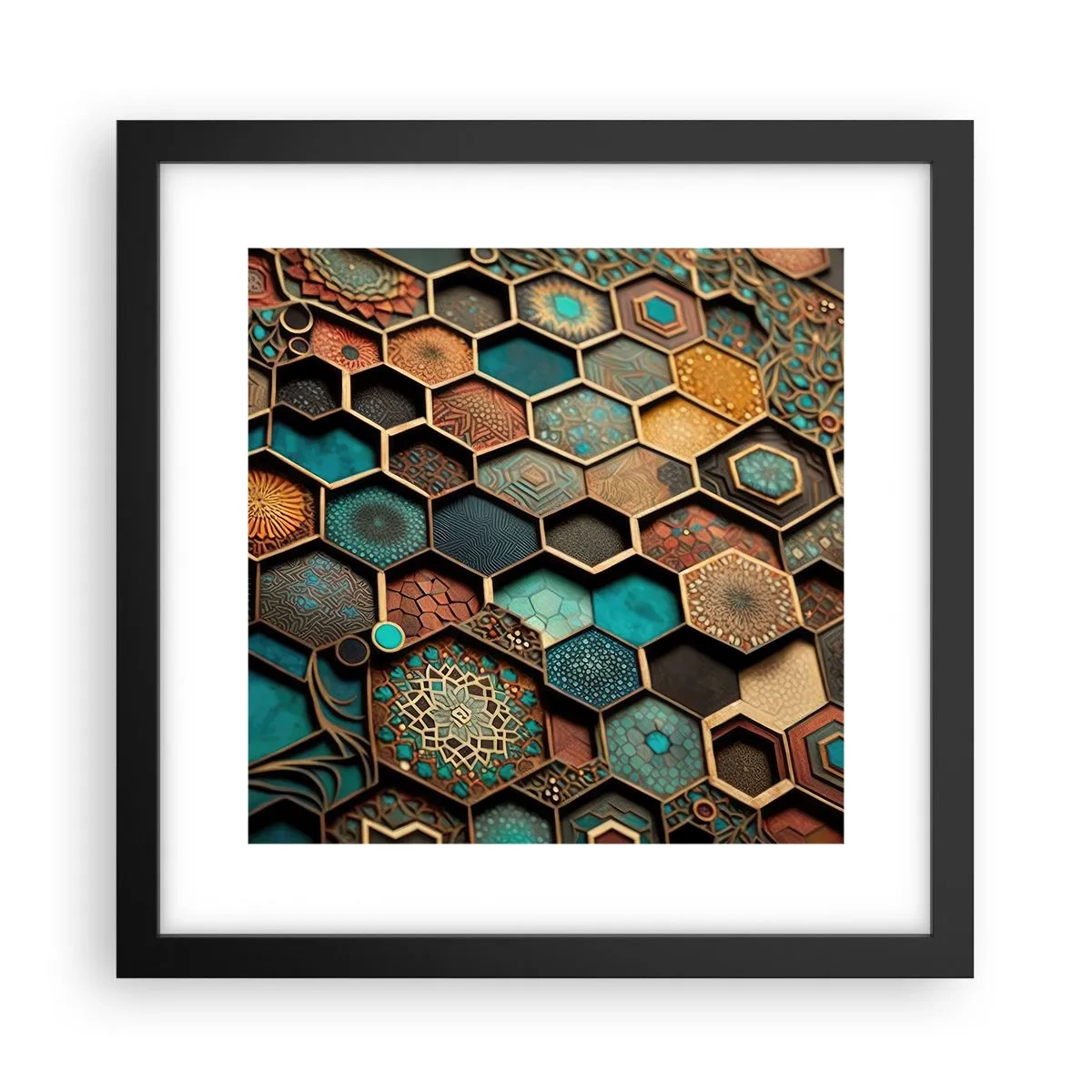 Affiche dans un cadre noir - Poster - Ornements arabes – variation - 30x30 cm