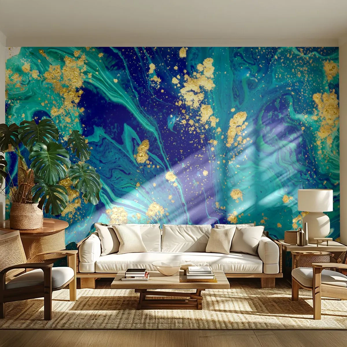 Papier Peint Autocollant Deluxe Sticker - Les pétales du soleil - Abstraction, Morceau, Graphique - 250x175 cm