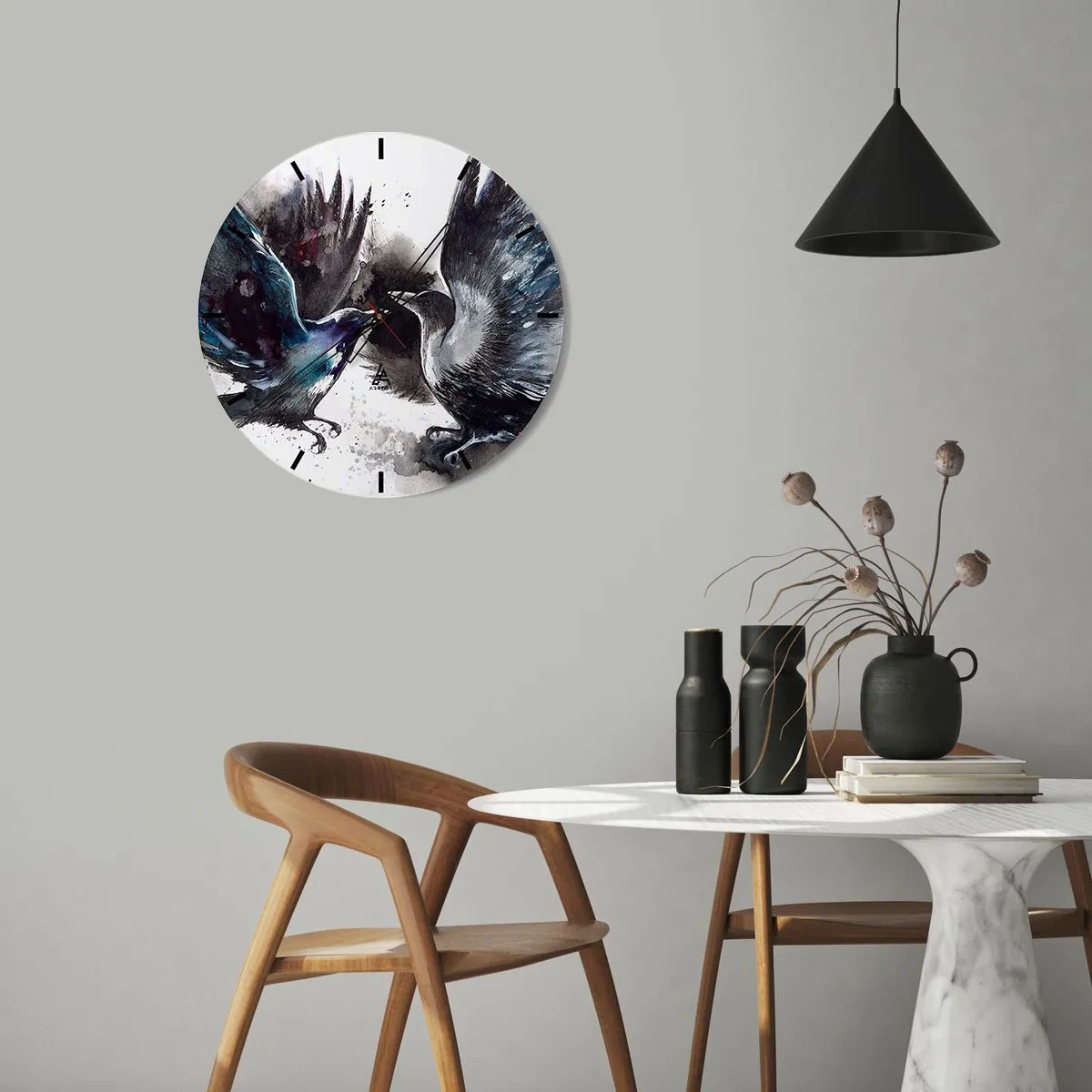 Horloge murale - Pendule murale - Le corbeau des corbeaux - 30x30 cm
