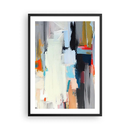 Affiche dans un cadre noir - Poster - Composition abstraite en couleurs dans un style expressif - 50x70cm - Y a-t-il une méthode ? - Décoration murale moderne pour le salon et la chambre ARTTOR