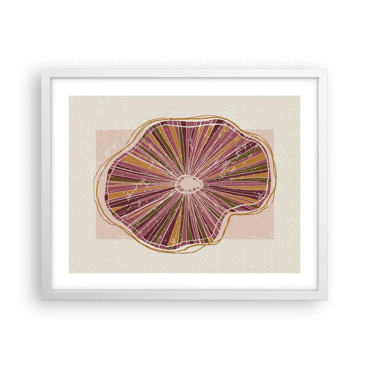 Affiche dans un cadre blanc - Poster - Abstraction rayonnante - 50x40 cm