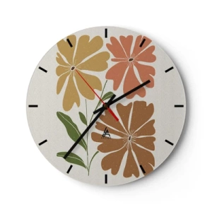 Horloge murale - Pendule murale - Une composition florale aux tons chauds sur un fond clair - 30x30cm - Nature et géométrie - Décoration murale moderne pour le salon, la cuisine et la chambre ARTTOR