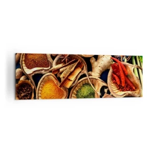 Impression sur toile - Image sur toile - Bols d'épices de différentes couleurs - 160x50cm - Prends ce que tu veux - Décoration murale moderne pour le salon et la chambre ARTTOR