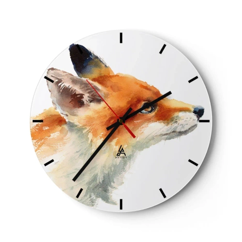Horloge murale - Pendule murale - Renard aquarelle aux couleurs intenses - 30x30cm - Vous ne pouvez jamais être trop prudent - Décoration murale moderne pour le salon, la cuisine et la chambre ARTTOR