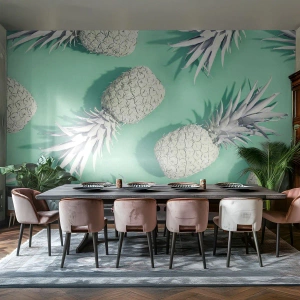 Papier Peint Autocollant Deluxe Sticker - Ils se combinent très bien avec la menthe - Abstraction, Ananas, Morceau - 150x105 cm
