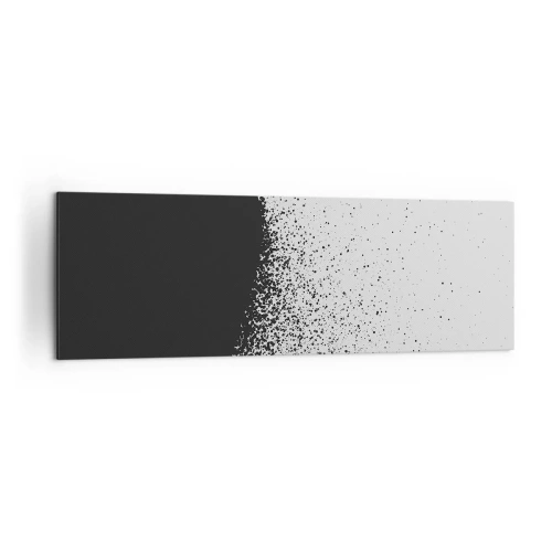 Impression sur toile - Image sur toile - Motif abstrait avec des particules noires sur un fond clair - 160x50cm - Mouvement des molécules - Décoration murale moderne pour le salon et la chambre ARTTOR