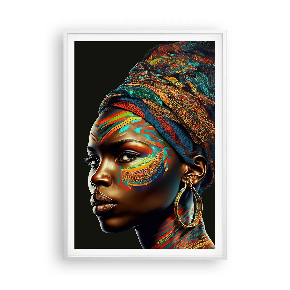 Affiche dans un cadre blanc - Poster - reine africaine - 70x100 cm