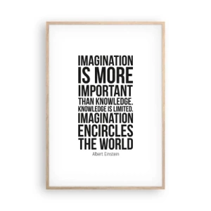 Affiche dans un chêne clair - Poster - Einstein sur le pouvoir de l'imagination - 70x100 cm