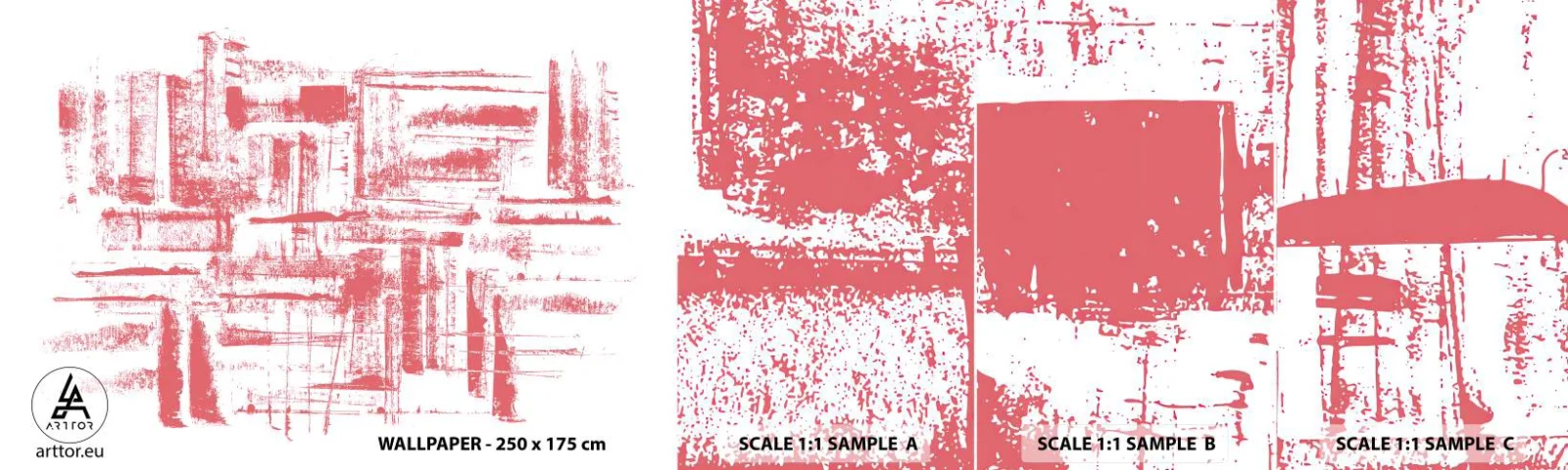 Échantillon De Papier Peint Standard Eco - La ville rouge - Abstraction, Graphique, Peinture - 100x30 cm