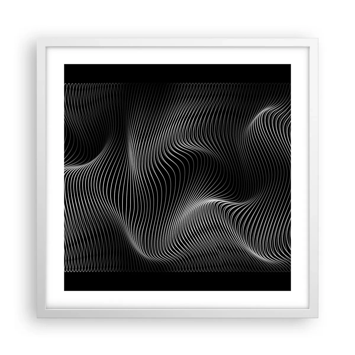 Affiche dans un cadre blanc - Poster - Danse de lumière dans l'espace - 50x50 cm