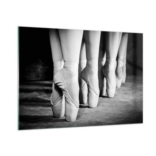 Impression sur verre - Image sur verre - Ballerines sur pointes dans un décor noir et blanc - 100x70cm - Ensemble, simple - Décoration murale moderne pour le salon et la chambre ARTTOR