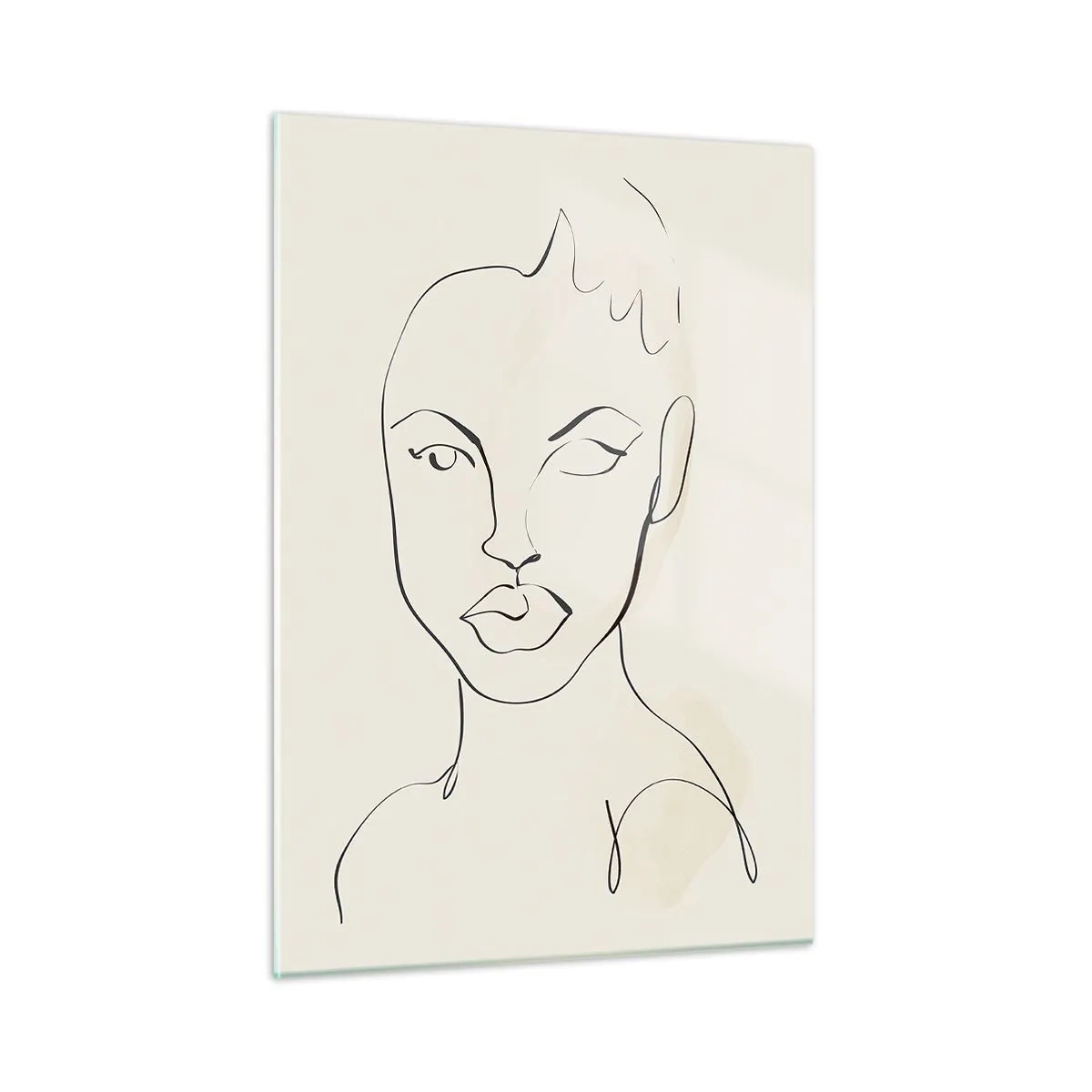 Impression sur verre - Image sur verre - Le contour du visage est dans des tons de noir avec de subtils accents roses. - 50x70cm - Esquisse de la sensualité - Décoration murale moderne pour le salon et la chambre ARTTOR
