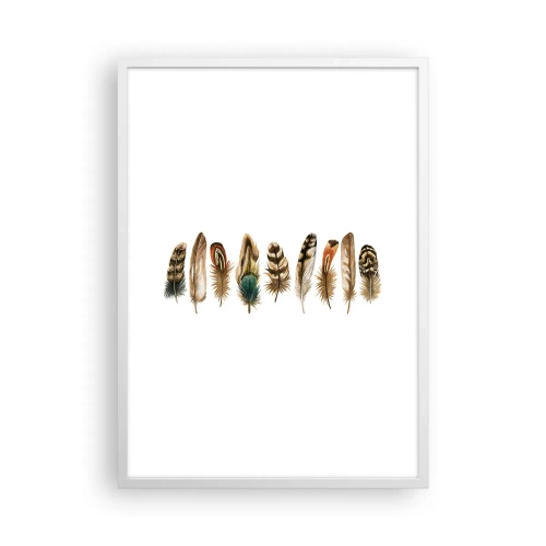 Affiche dans un cadre blanc - Poster - Variation à plumes - 50x70 cm