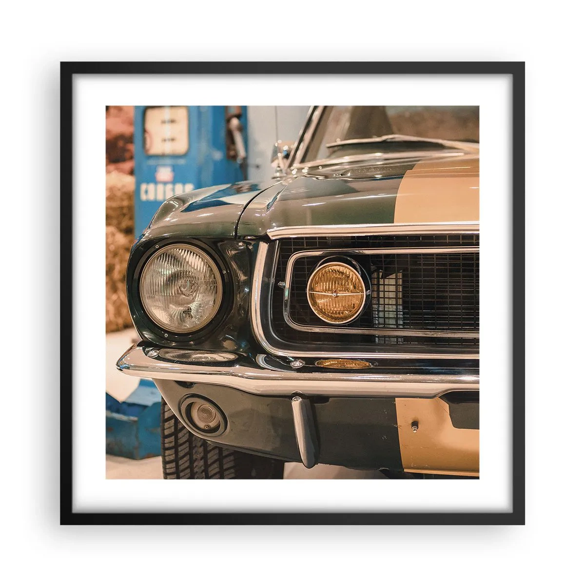 Affiche dans un cadre noir - Poster - Rencontre avec une légende - 50x50 cm