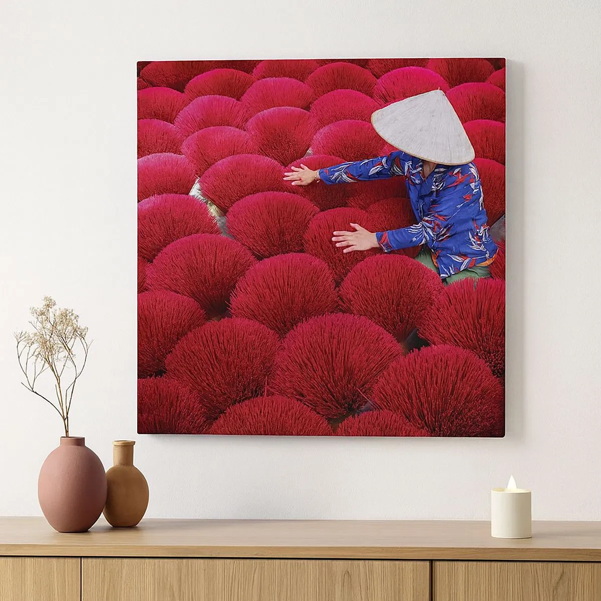 Impression sur toile - Image sur toile - Dans un champ de riz - 30x30 cm