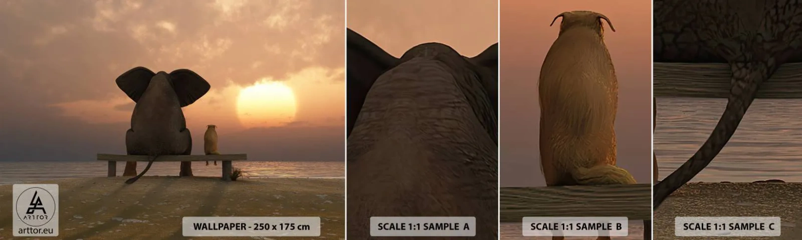 Échantillon De Papier Peint Standard Eco - C'est bon de garder le silence ensemble - Abstraction, Animaux, Amitié - 100x30 cm