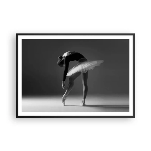 Affiche dans un cadre noir - Poster - Une ballerine dans une pose élégante sur un fond noir et blanc - 100x70cm - Belle ballerine - Décoration murale moderne pour le salon et la chambre ARTTOR