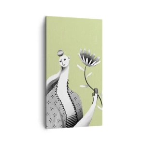 Impression sur toile - Image sur toile - Portrait moderniste – tenant une fleur - 45x80 cm