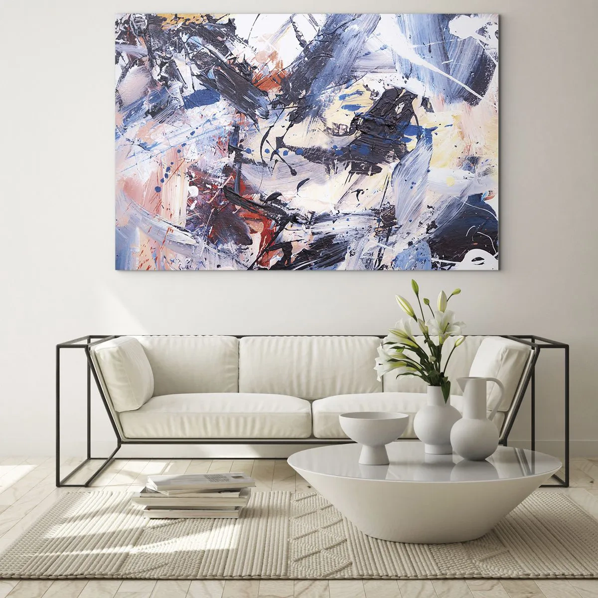 Impression sur verre - Image sur verre - Peinture abstraite aux couleurs intenses - 100x70cm - La danse folle de l'abstrait - Décoration murale moderne pour le salon et la chambre ARTTOR