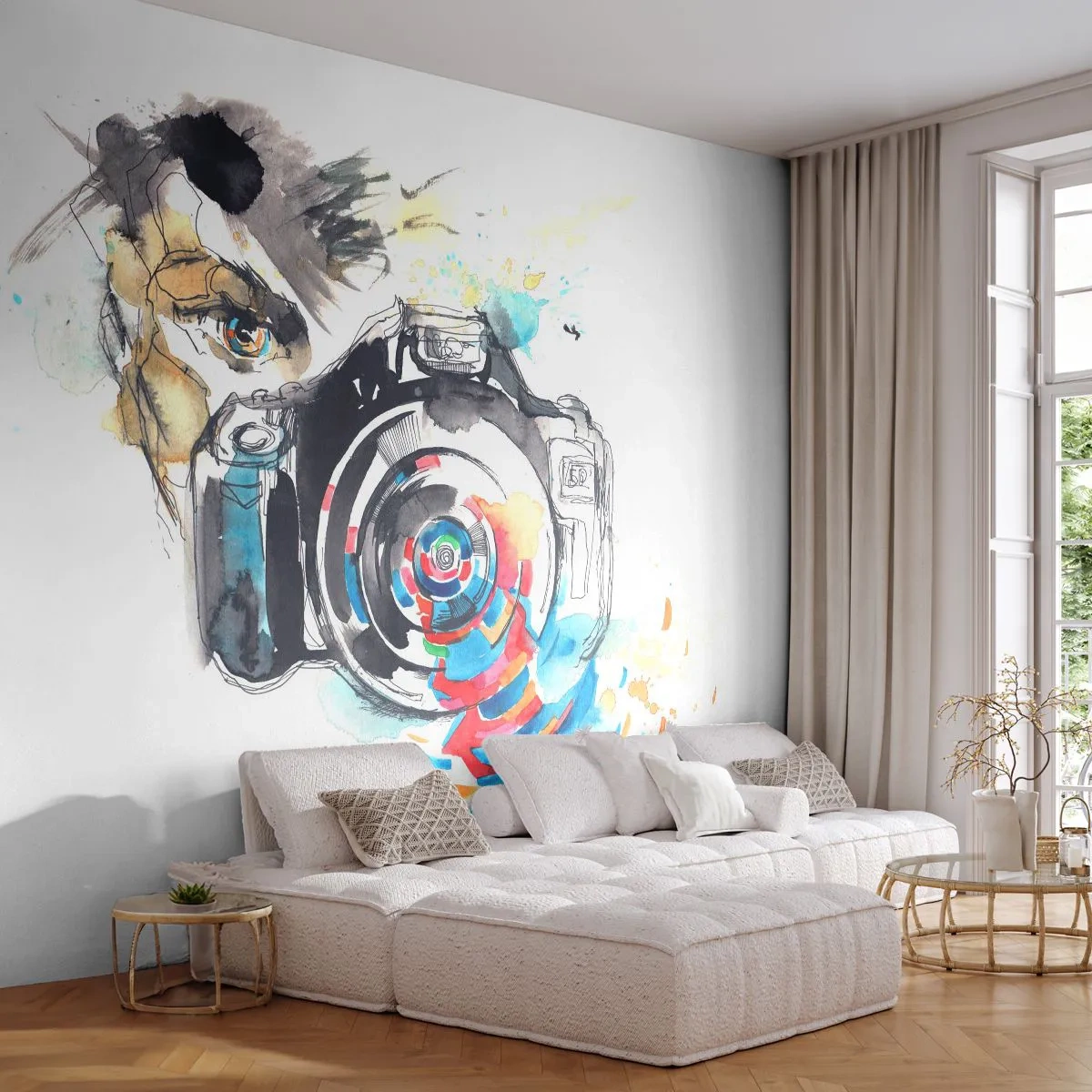 Papier Peint Autocollant Deluxe Sticker - Dans l'oeil de l'objectif - Abstraction, Caméra, Photographe - 250x175 cm
