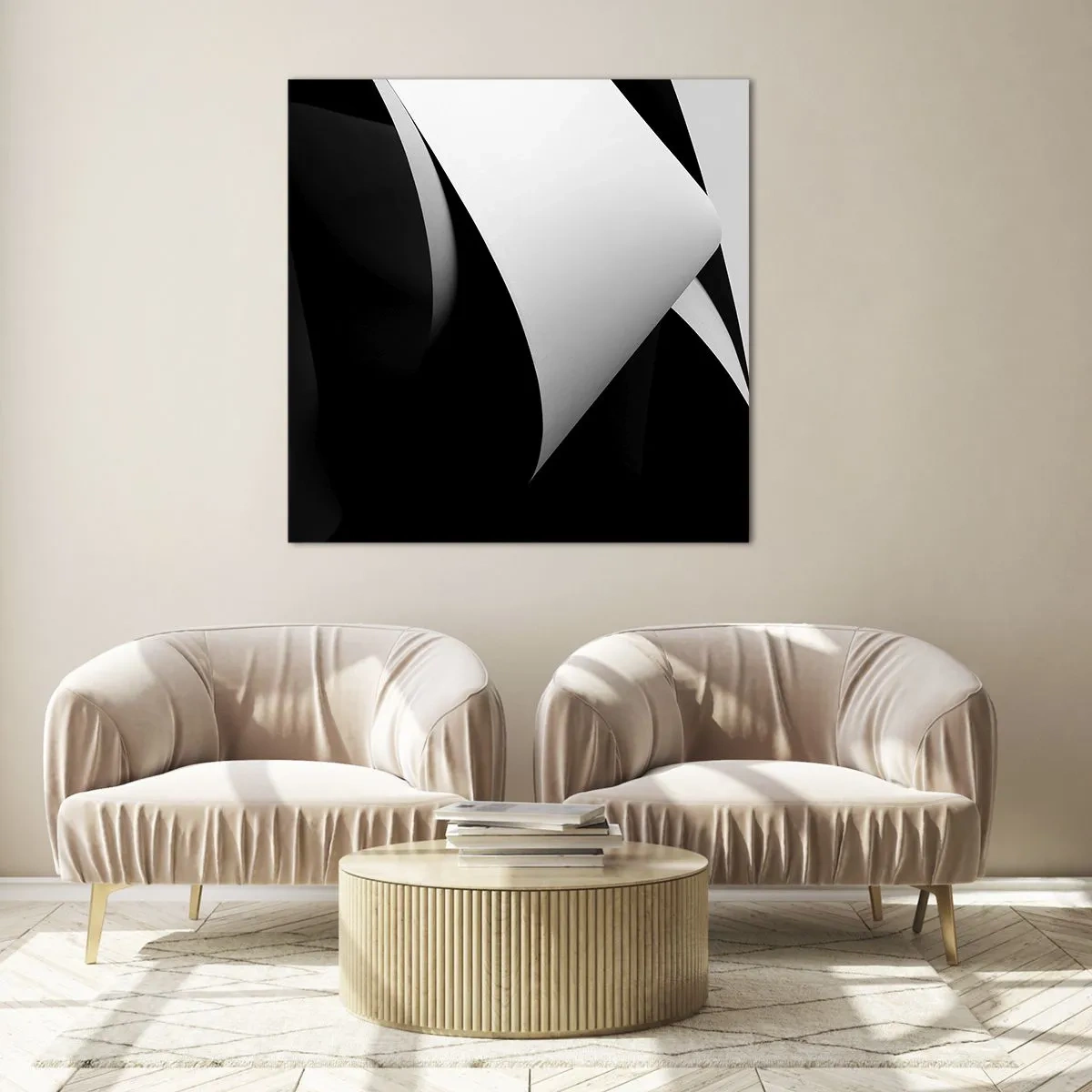 Impression sur verre - Image sur verre - Plans de lumière venus des profondeurs de l'ombre - 30x30 cm