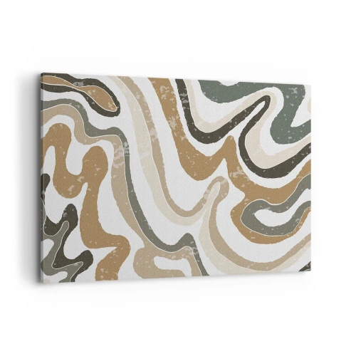 Impression sur toile - Image sur toile - Motifs terreux dans des tons de marron et de vert - 100x70cm - Méandres de couleurs de la terre - Décoration murale moderne pour le salon et la chambre ARTTOR