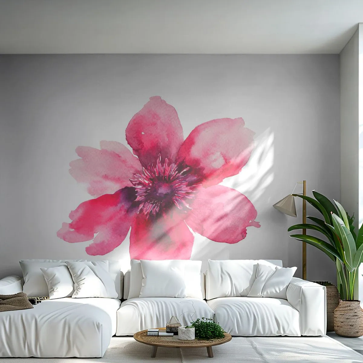 Papier Peint Photo Premium Canvas - Un baiser parfumé au carmin - Fleur, Aquarelles, Graphique - 250x175 cm