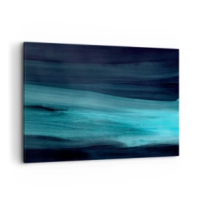 Impression sur toile - Image sur toile - De subtiles vagues abstraites dans des tons bleus foncés - 100x70cm - Suivez le courant - Décoration murale moderne pour le salon et la chambre ARTTOR