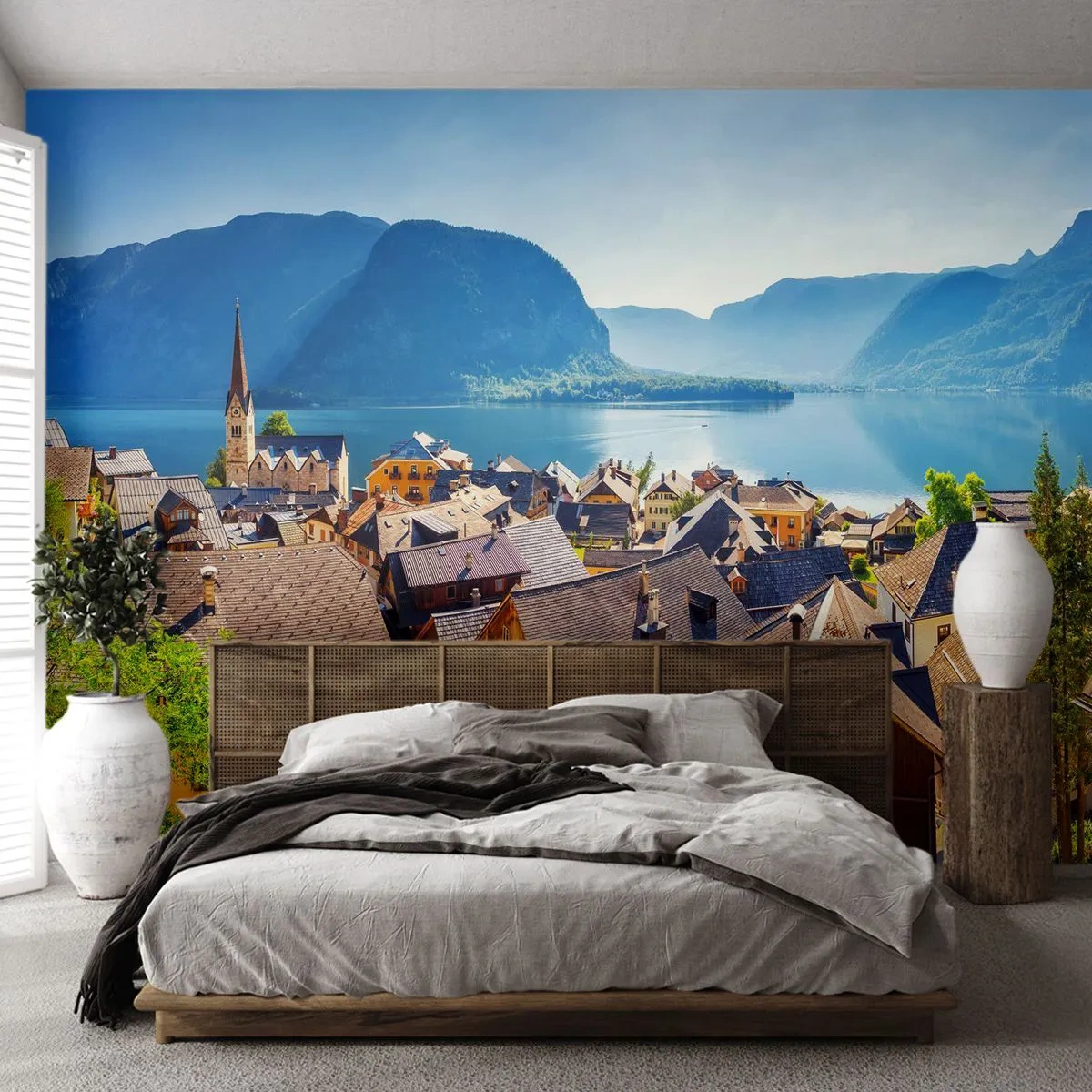 Papier Peint Autocollant Deluxe Sticker - ça ne pourrait pas être plus pittoresque - Paysage, Ville, L'Autriche - 250x175 cm
