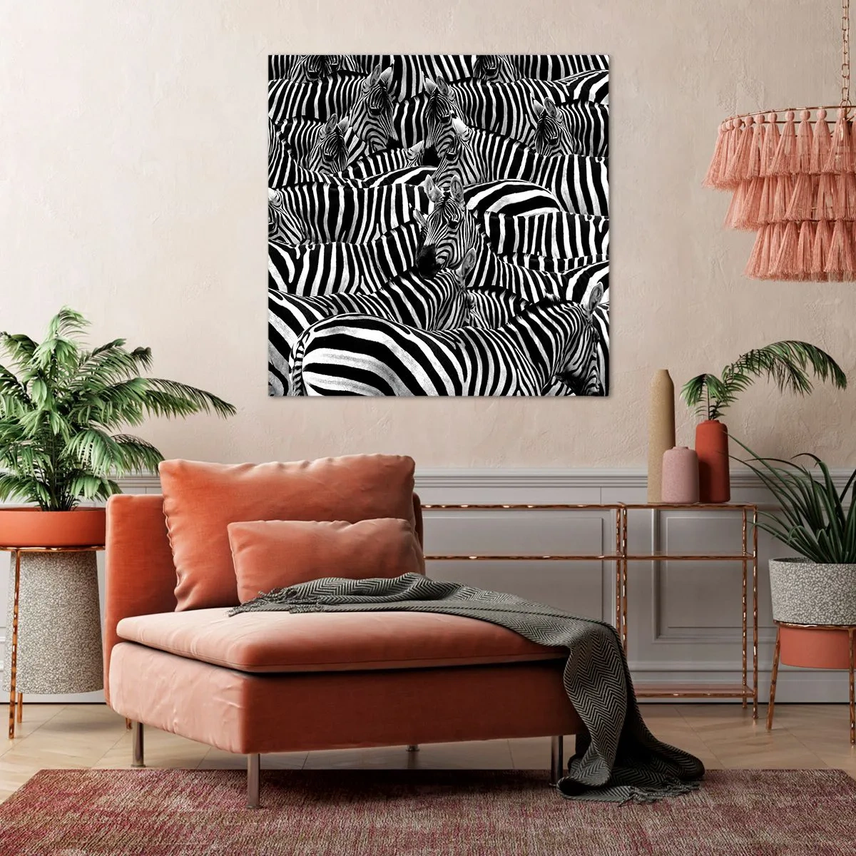 Impression sur toile - Image sur toile - Portrait collectif à rayures - 60x60 cm