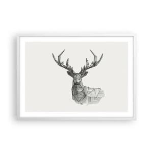 Affiche dans un cadre blanc - Poster - Cerf dans un style cubique - 70x50 cm
