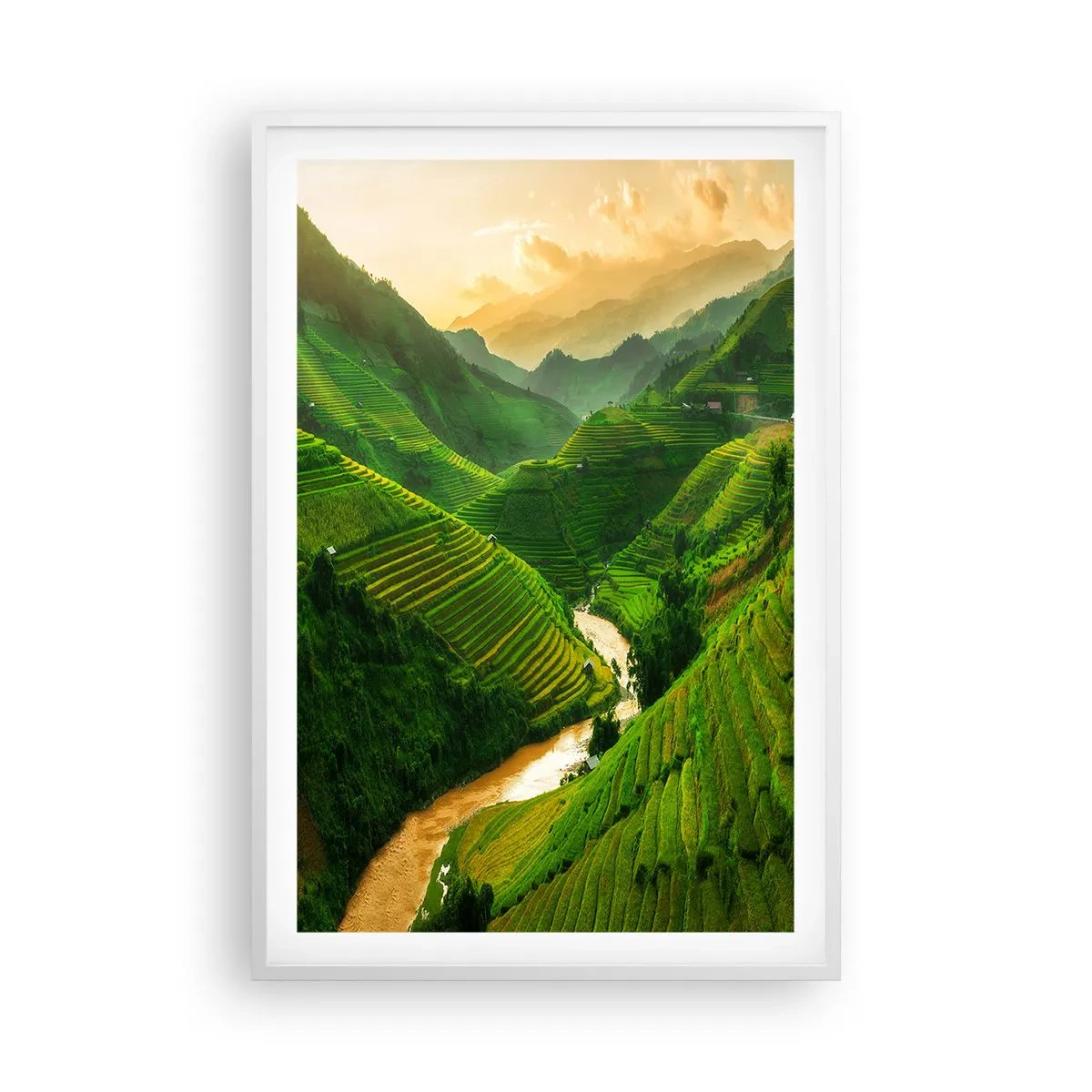 Affiche dans un cadre blanc - Poster - Vallée vietnamienne - 61x91 cm