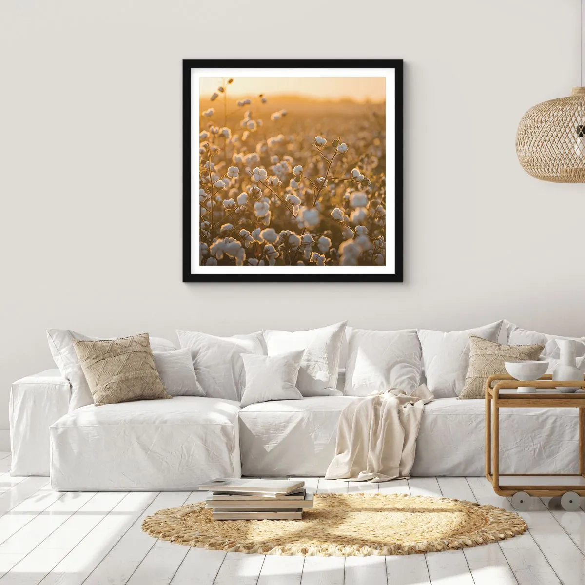 Affiche dans un cadre noir - Poster - Champ moelleux - 40x40 cm
