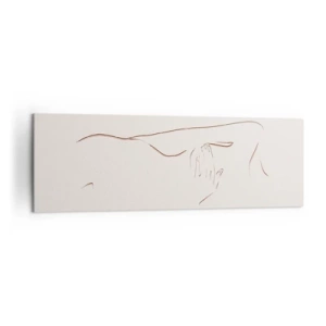 Impression sur toile - Image sur toile - Un dessin au trait subtil d'une silhouette sur un fond clair - 160x50cm - La forme du désir - Décoration murale moderne pour le salon et la chambre ARTTOR