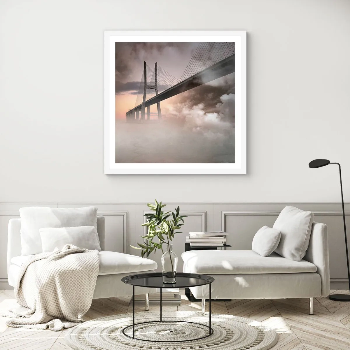 Affiche dans un cadre blanc - Poster - Sur la rivière qui n'existe pas - 60x60 cm