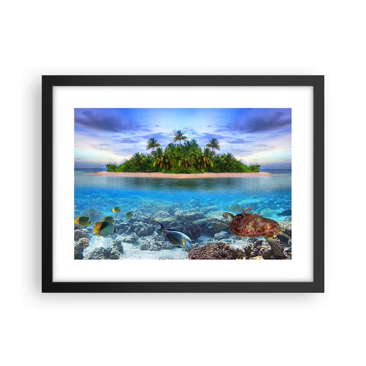 Affiche dans un cadre noir - Poster - L'île céleste vous invite - 40x30 cm