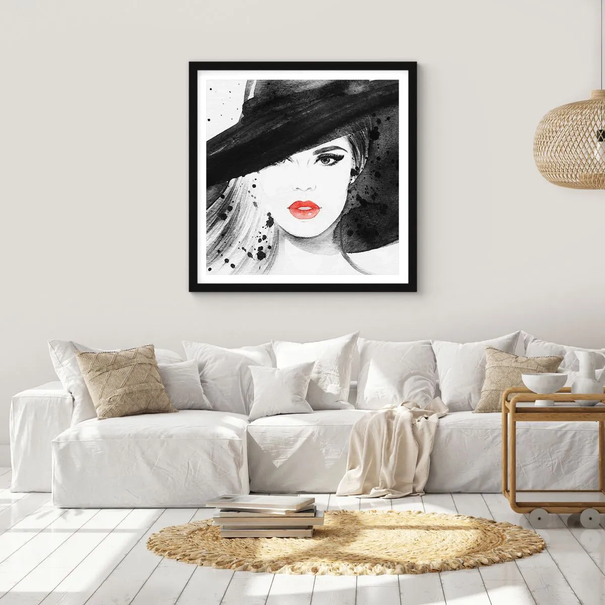 Affiche dans un cadre noir - Poster - Dame en noir - 50x50 cm
