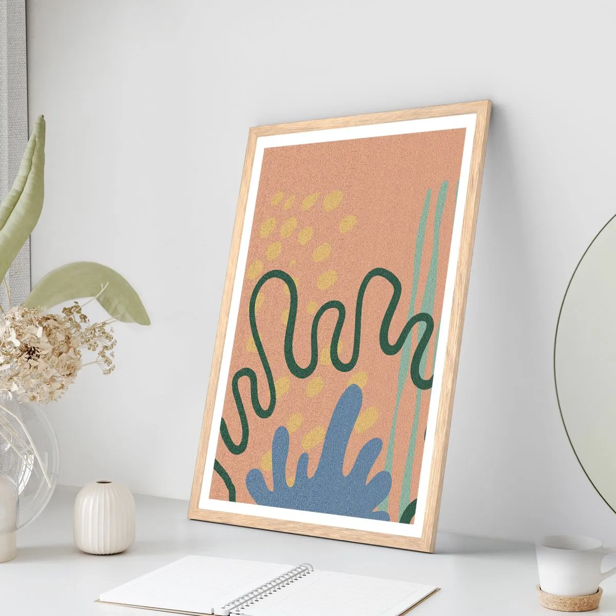 Affiche dans un chêne clair - Poster - Abstraction : diversité de la nature - 40x50 cm