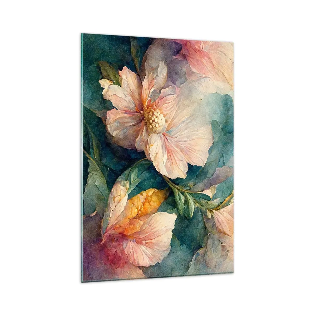 Impression sur verre - Image sur verre - Fleurs délicates aux couleurs pastel - 80x120cm - Uniquement de la subtilité - Décoration murale moderne pour le salon et la chambre ARTTOR