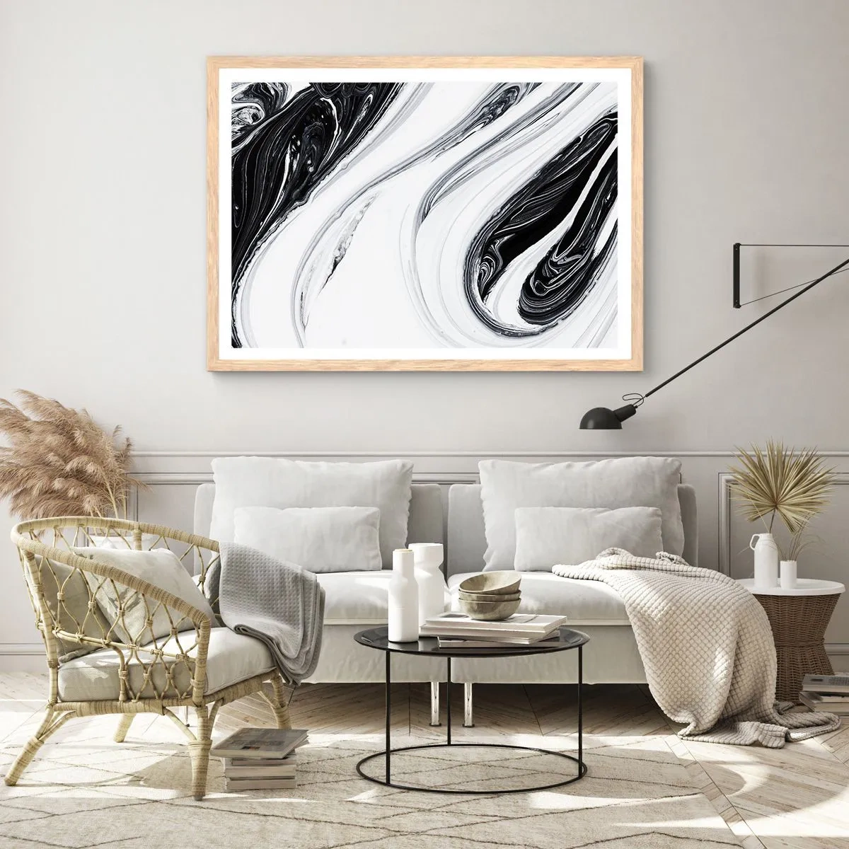 Affiche dans un chêne clair - Poster - Une combinaison d'opposés - 100x70 cm