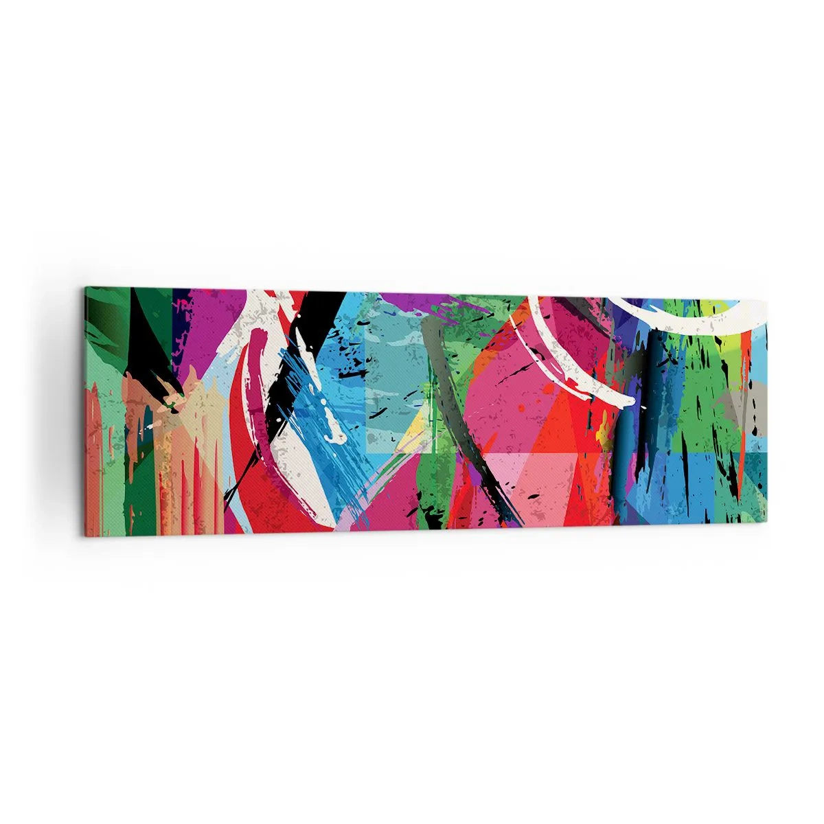 Impression sur toile - Image sur toile - Abstraction colorée avec des coups de pinceau dynamiques - 160x50cm - Rapide, vif et bondissant - Décoration murale moderne pour le salon et la chambre ARTTOR